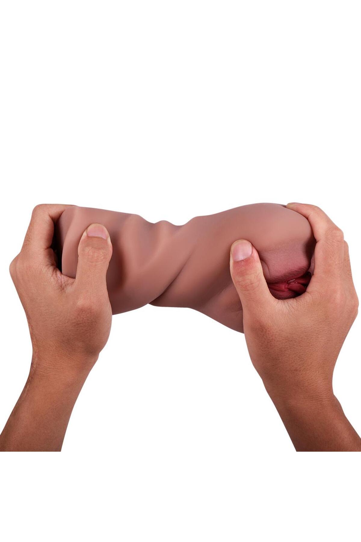 Realistik Dokulu ANAL Vajinal 2 in 1 Titreşimli Suni Vajina MASTÜRBATÖR SEKS 7