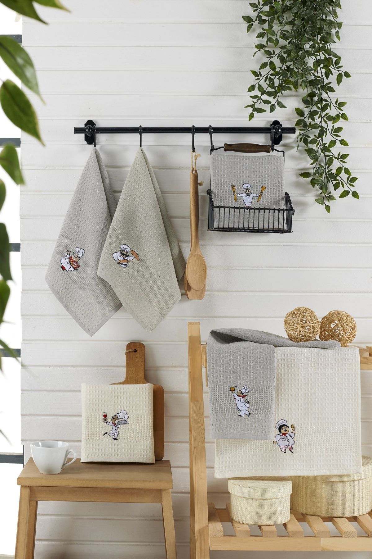 Gray shop kitchen towels