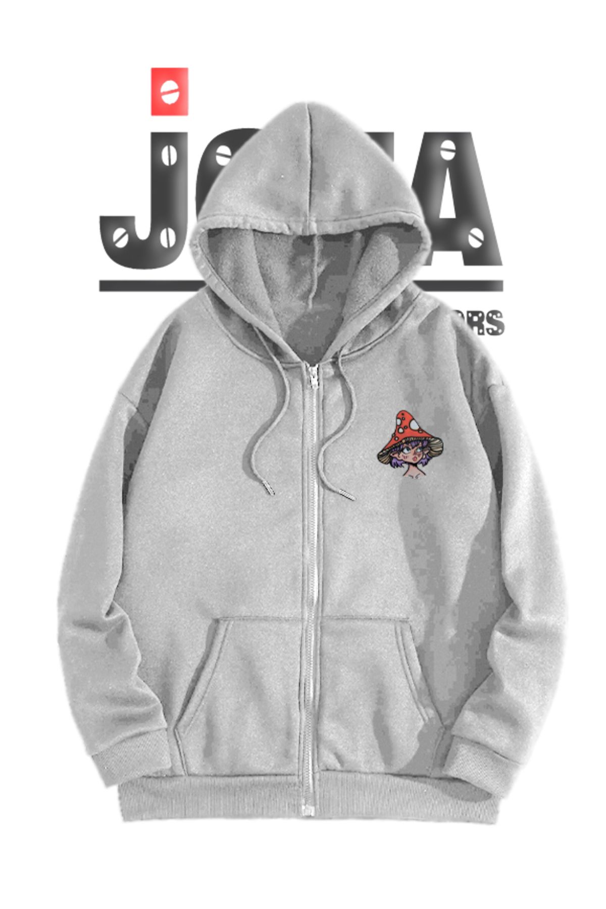 Joza Outdoors Femei Bărbați Unisex Ciupercă Fată 3 Fire Cu Fermoar Glugă Raster Single Hanorac Jachetă Fleece Unisex - XL