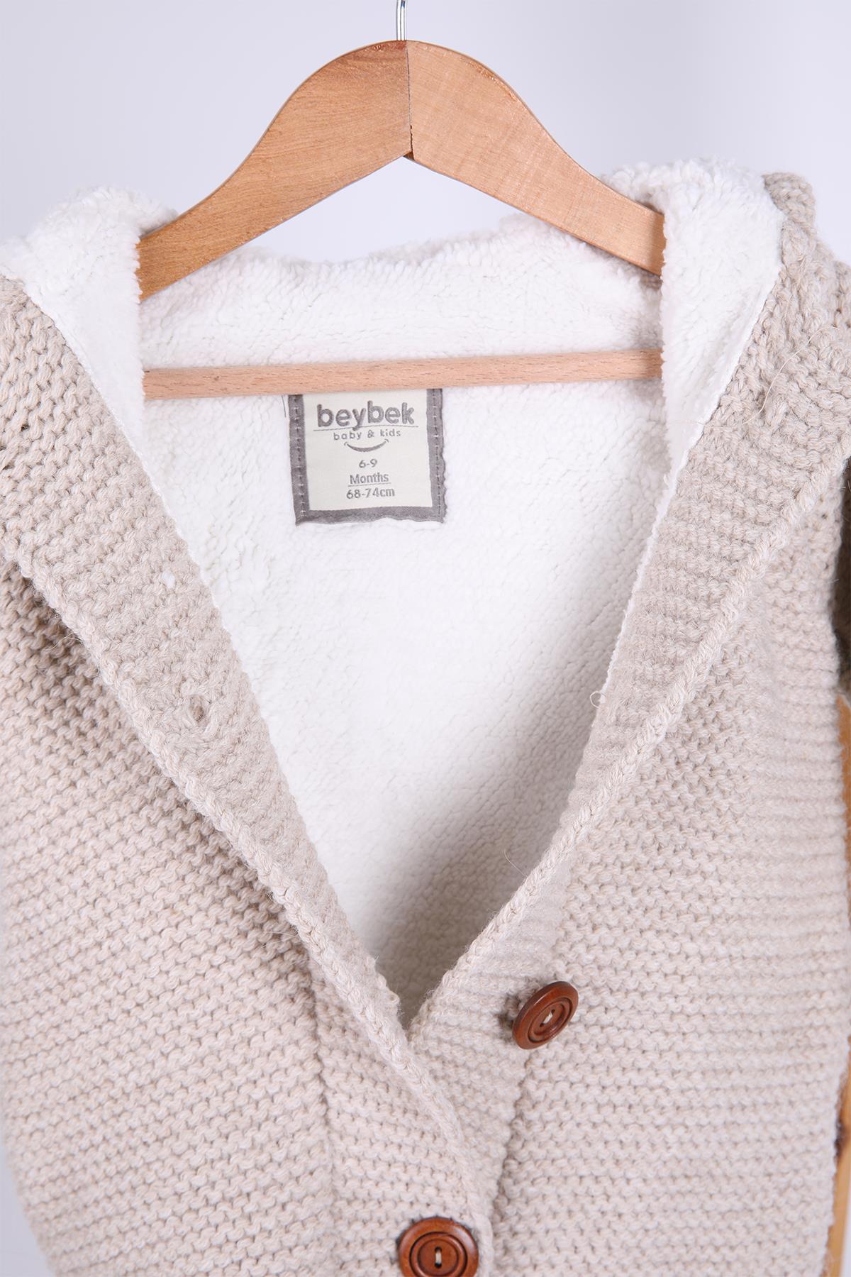 Babyhola %100 Kalın Triko İçi Velsoft Tulum Kız Erkek Bebek Çocuk Ponpon Kapüşonlu Kışlık Dış Tulum fotoğrafı 3 (önizleme)