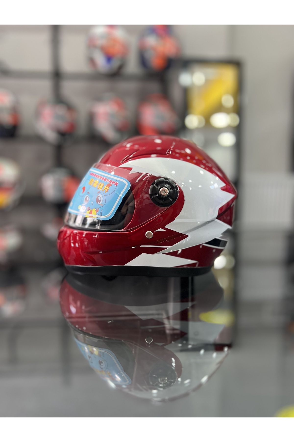 Tex 219 Covered Children s Helmet Full Face Patterned Claret Red