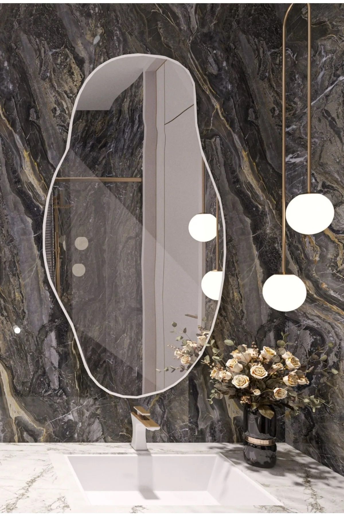 nysamo-40X70 Asymmetrical Decorative Mirror - Sideboard, Hall, Wc and Dresuar Mirror 4