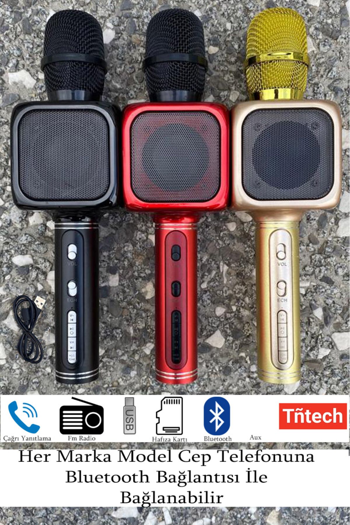 Yüksek Ses Mikrofon Kaliteli Kraroke Bluetooth Hoparlör Fm Radyo Aux Usb Girişli