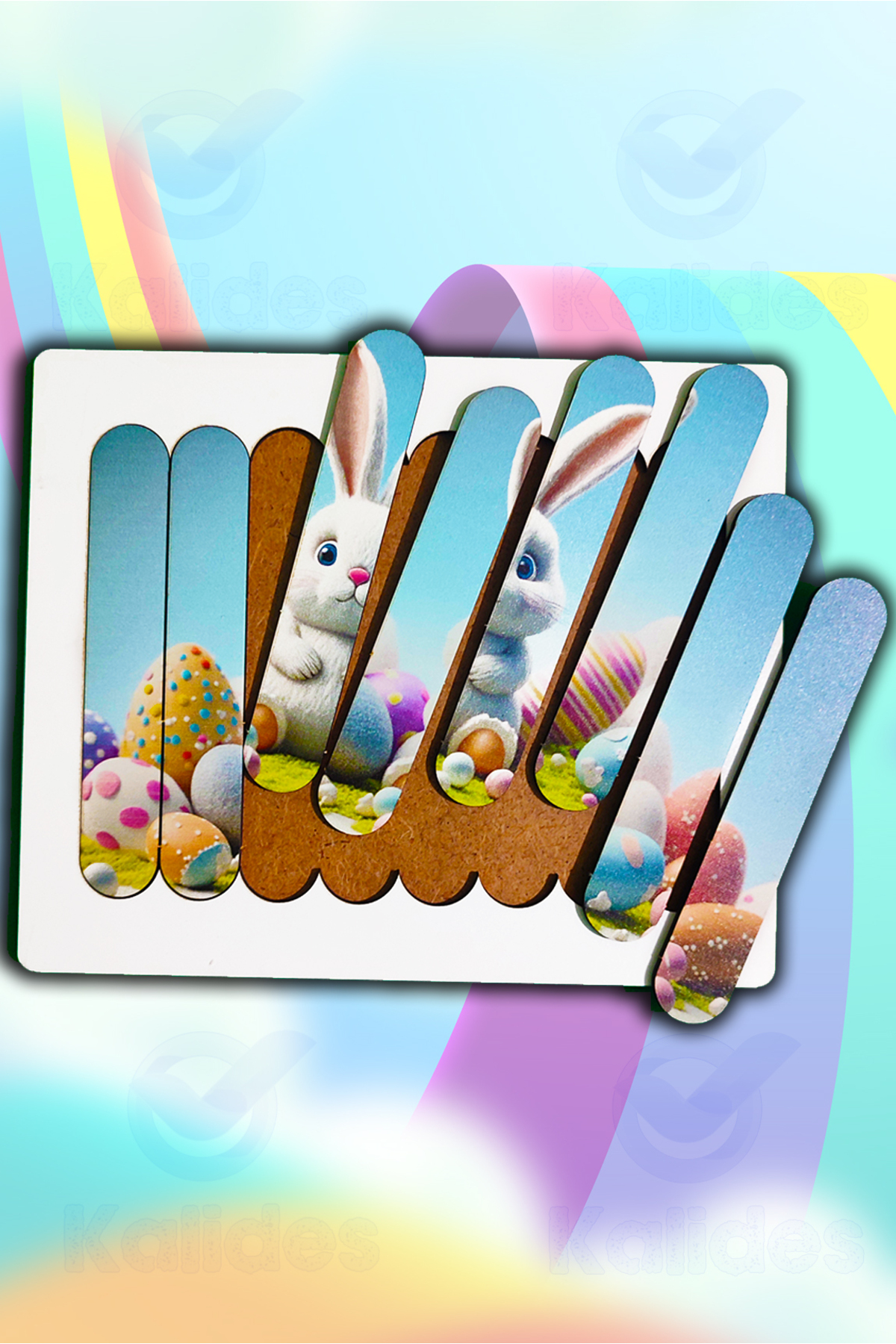 kalides Montessori Eğitici Ahşap Puzzle - Şerit Puzzle - Paskalya Tavşanı fotoğrafı 3 (önizleme)