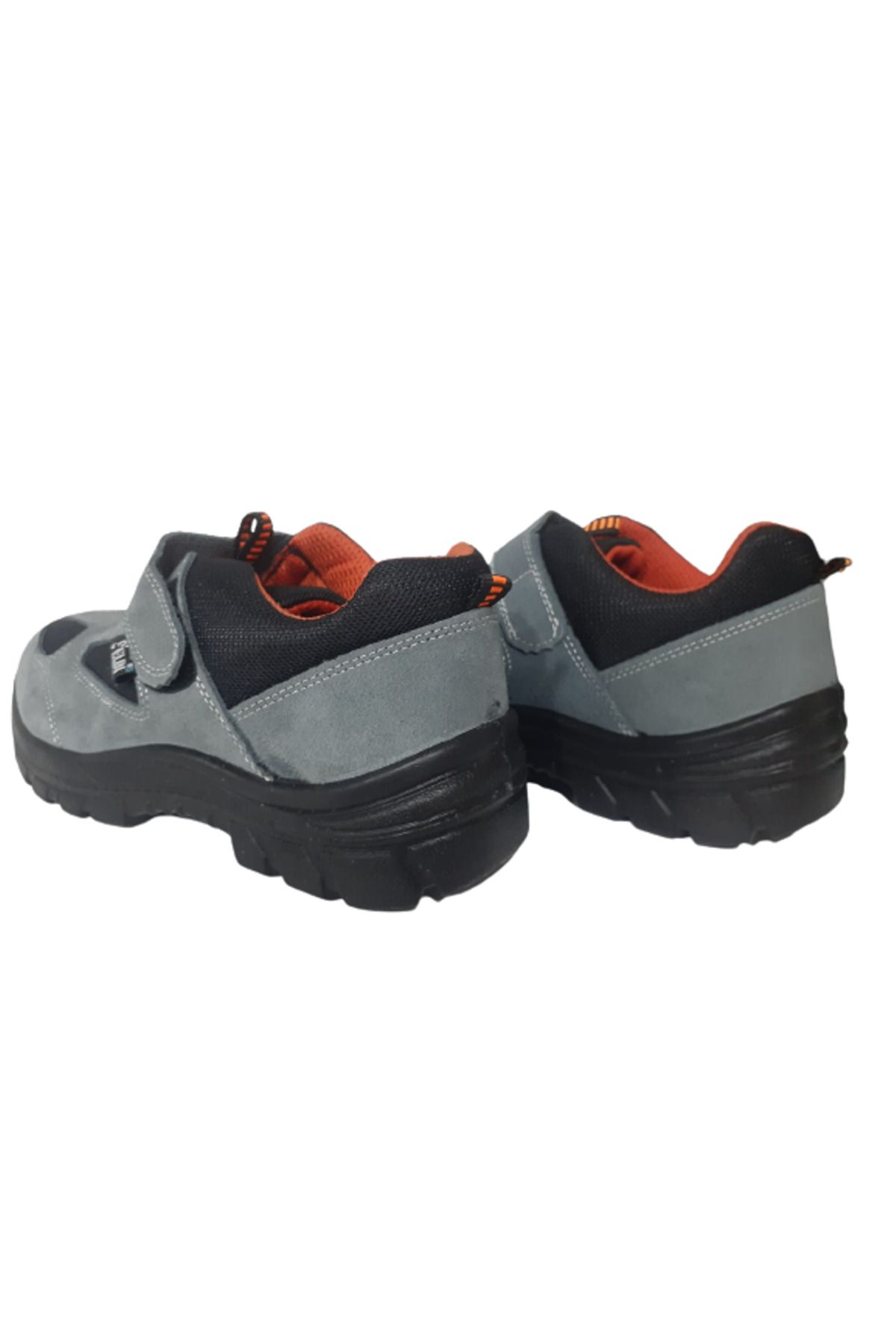 ELDİ-POWER Men's Grey-Orange Steel Toe Suede Work Safety Shoes 5