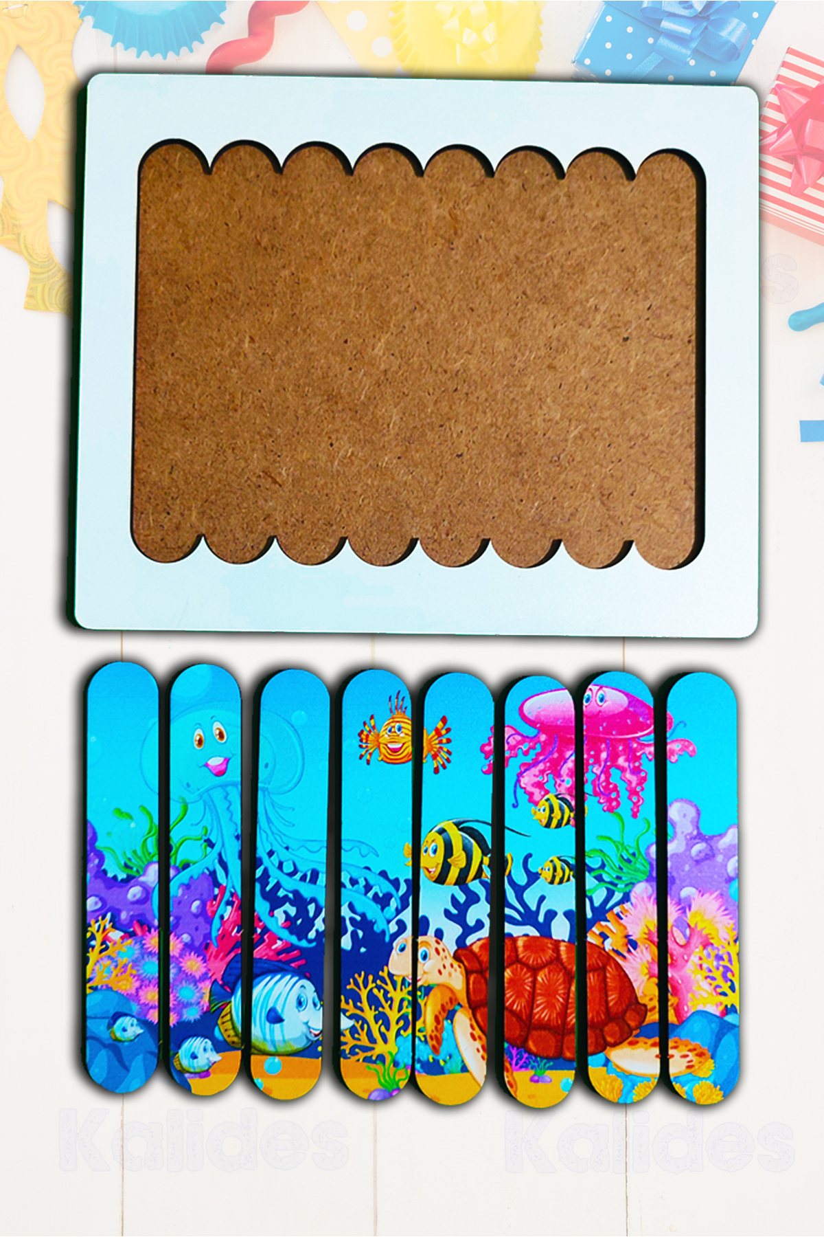 kalides Montessori Eğitici Ahşap Puzzle - Şerit Puzzle - Denizaltı Hayvanları fotoğrafı 4 (önizleme)