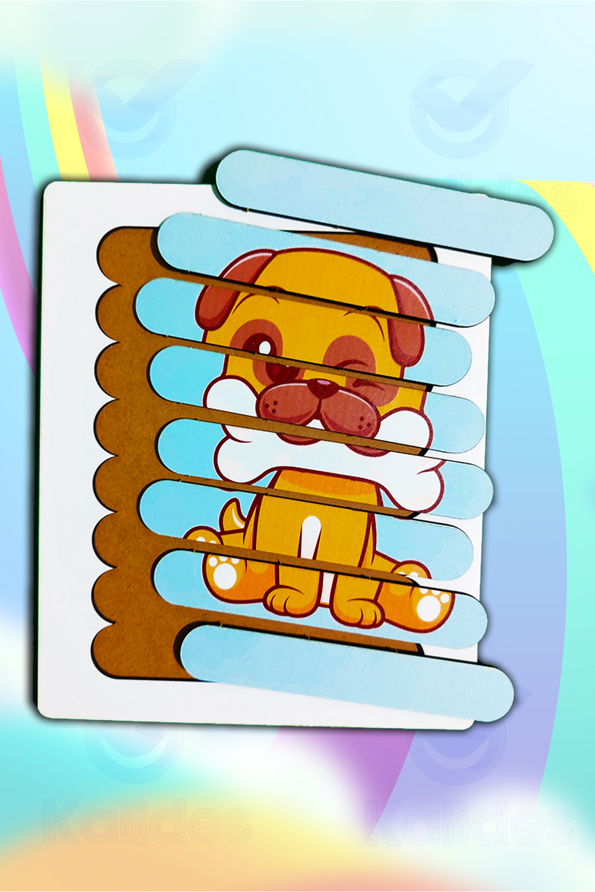 kalides Montessori Eğitici Ahşap Puzzle - Şerit Puzzle - Sevimli Köpek fotoğrafı 3 (önizleme)