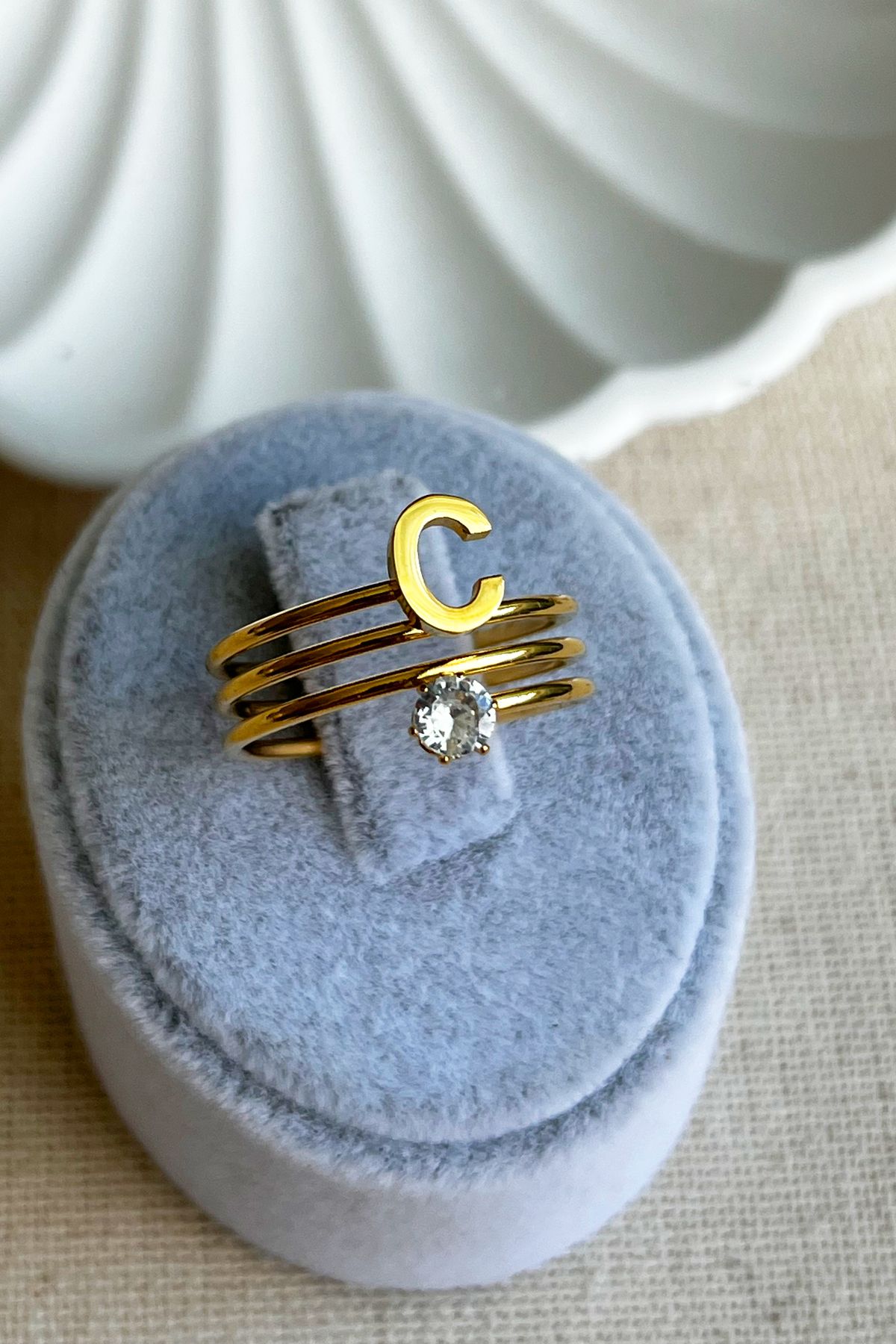 Gold initial ring womens sale