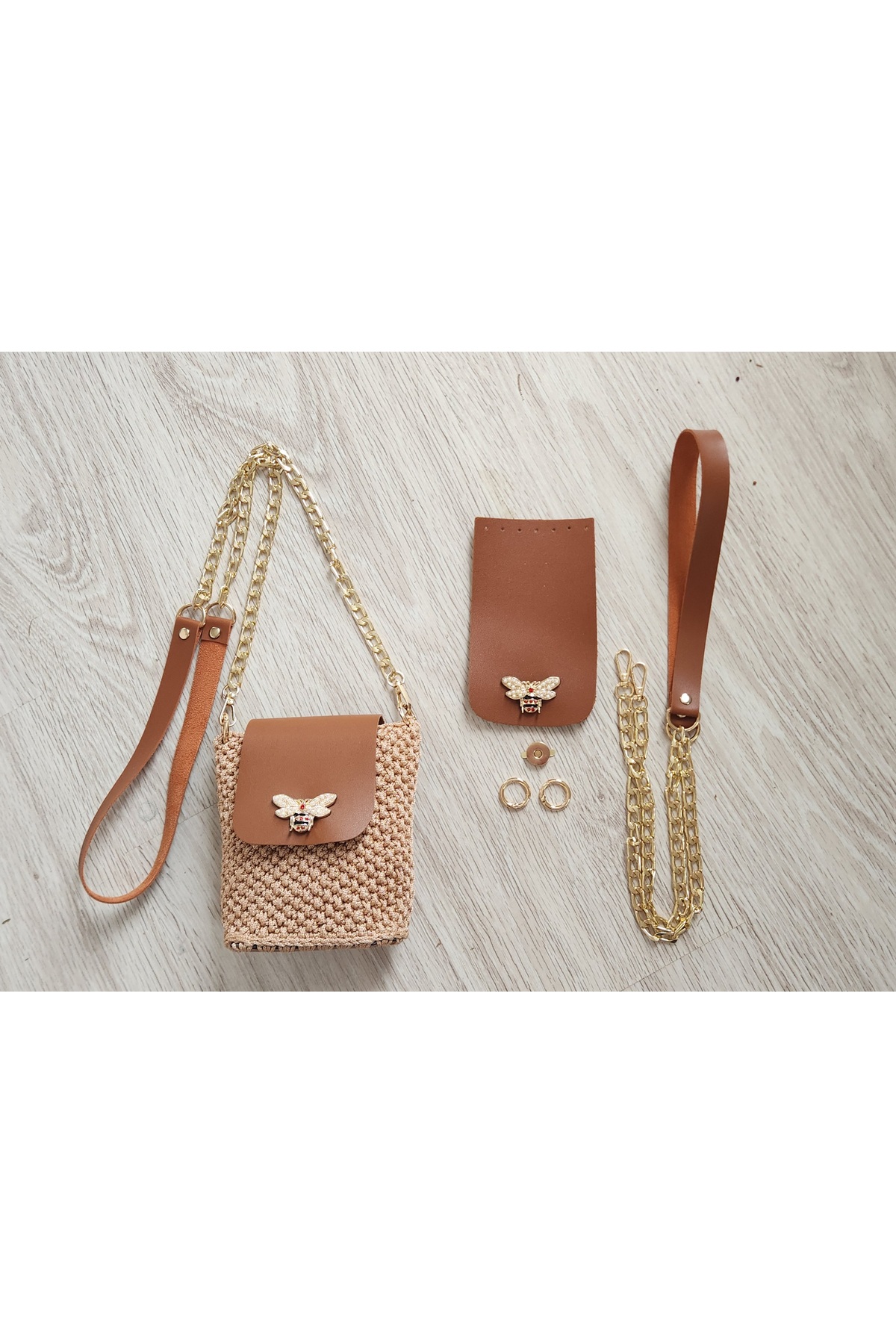 BEE DETAILED KNIT BAG KIT (HANGER+COVER+2HALK+BASE)