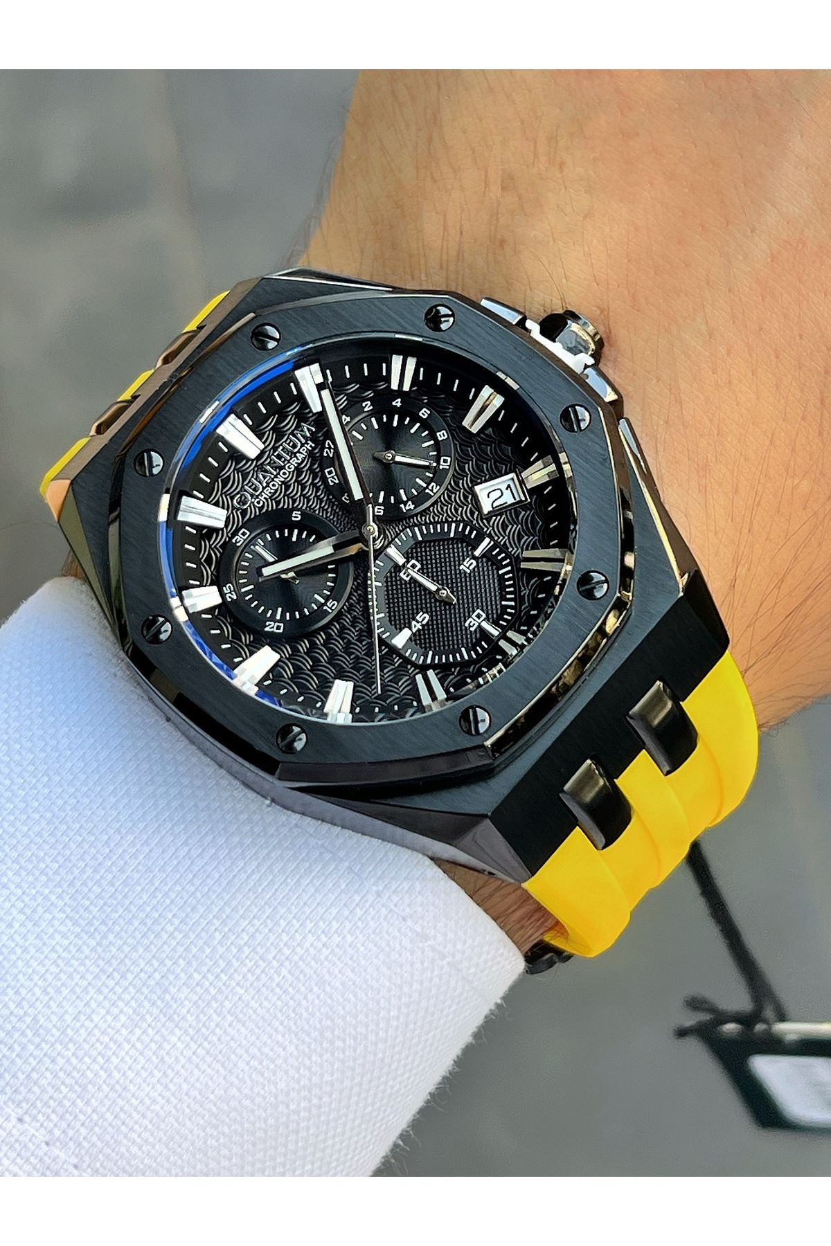 Quantum-Functions Active 10 Atm Waterproof Silicone Cord Steel Case Men's Wristwatch 3