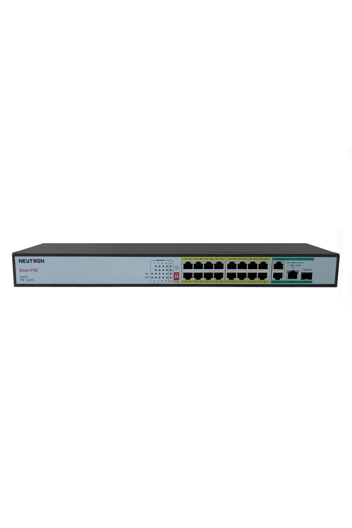 NEUTRON NT-PS16-260 16 Port Poe 3 port GB Uplink 1 Port GB SFP 250 Metre 260W Poe Switch