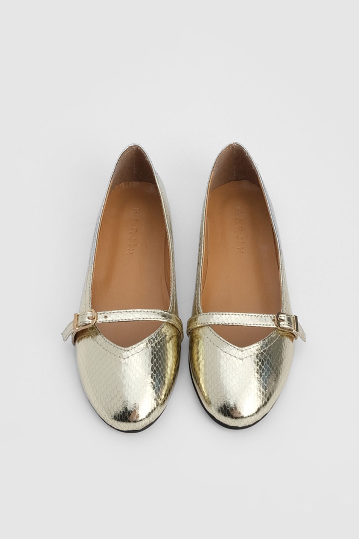 Marjin Ballerina Flats Gold colored Wedge Trendyol