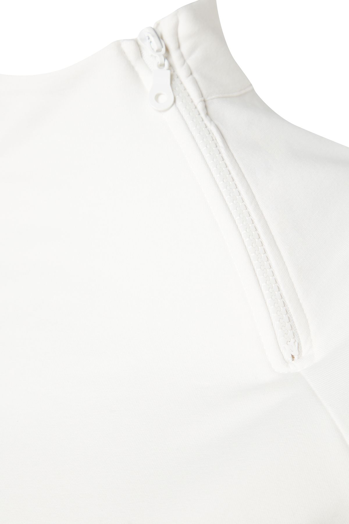 Kolekcia Trendyol-Biela bavlnená športová mikina - stojačik, detail zipsu TWOAW22sw0187 7
