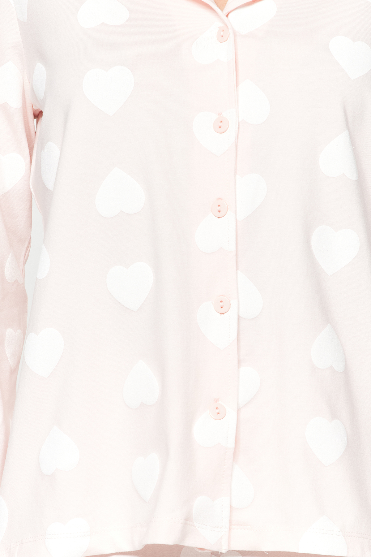 Trendyolmilla  Pudra %100 Pamuklu Kalpli Gömlek-Pantolon Örme Pijama Takımı THMAW24PT00253 - Görsel 4