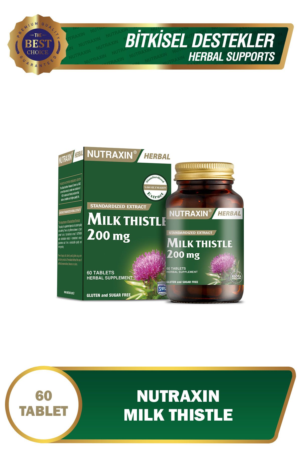 Nutraxin Milk Thistle - Deve Dikeni Gıda Takviyesi 200 Mg 60 Tablet