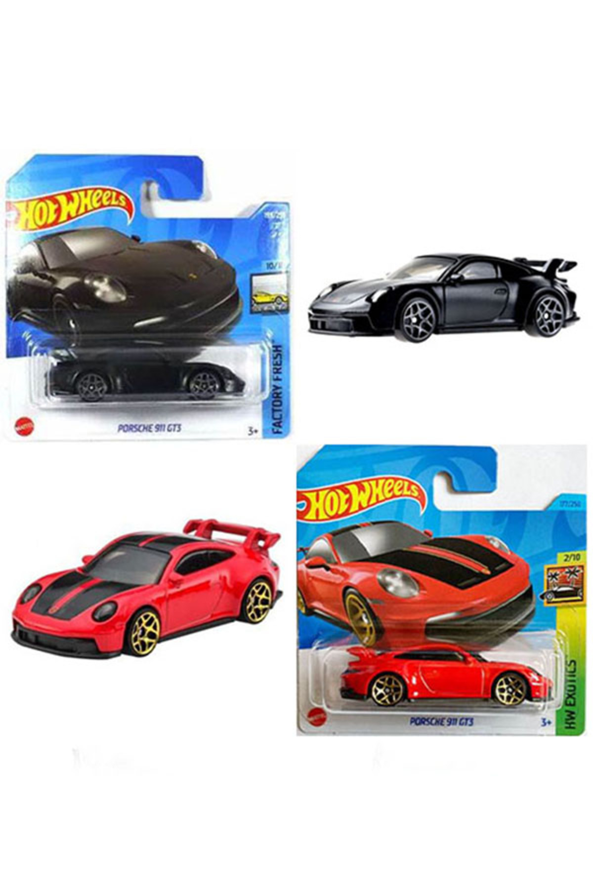 HOT WHEELS - Porsche 911 GT3 Siyah & Kırmızı 2 Araç Set (1:64