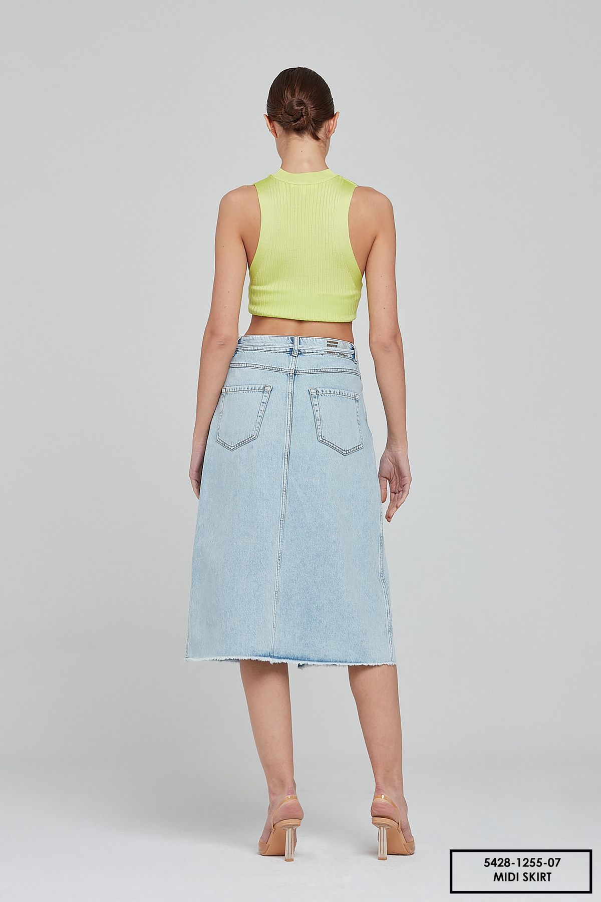 Denim midi hot sale skirt 07