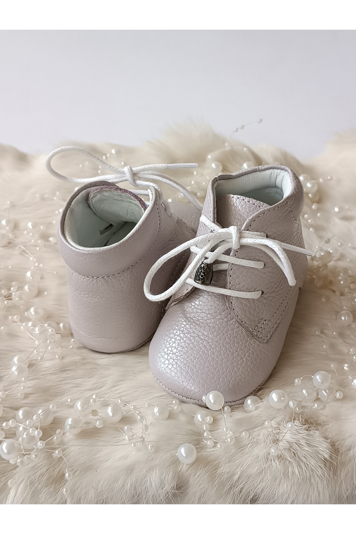 Hodore-Lilac Genuine Leather Baby Booties 3
