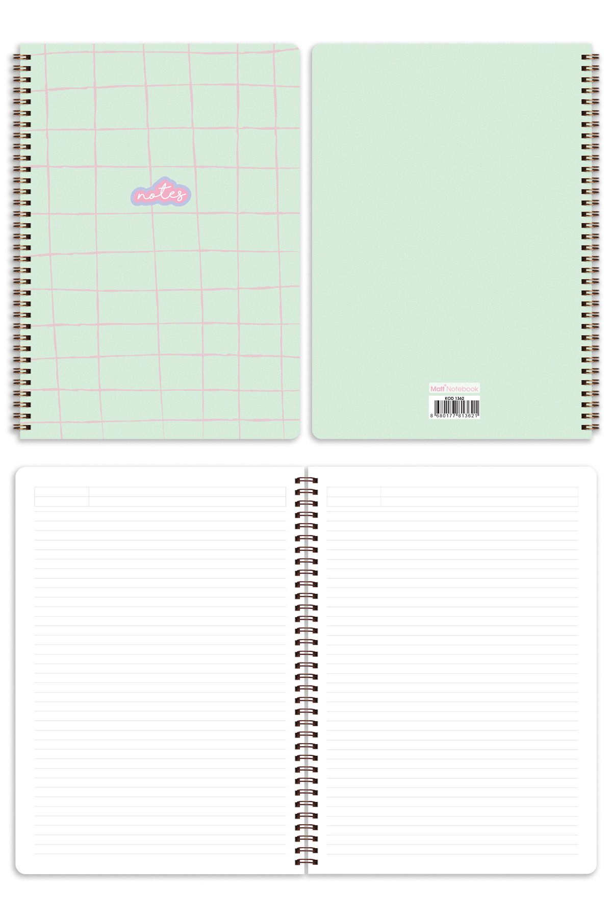 Matt Notebook-A4 Spiral School Notebook 80 sheets Set of 4 - Lined 6