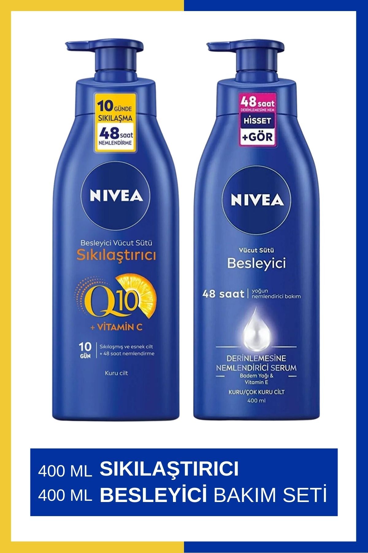 نیوا شیر بدن سفت کننده Q10، 400 میلی لیتر و شیر بدن مغذی، 400 میلی لیتر