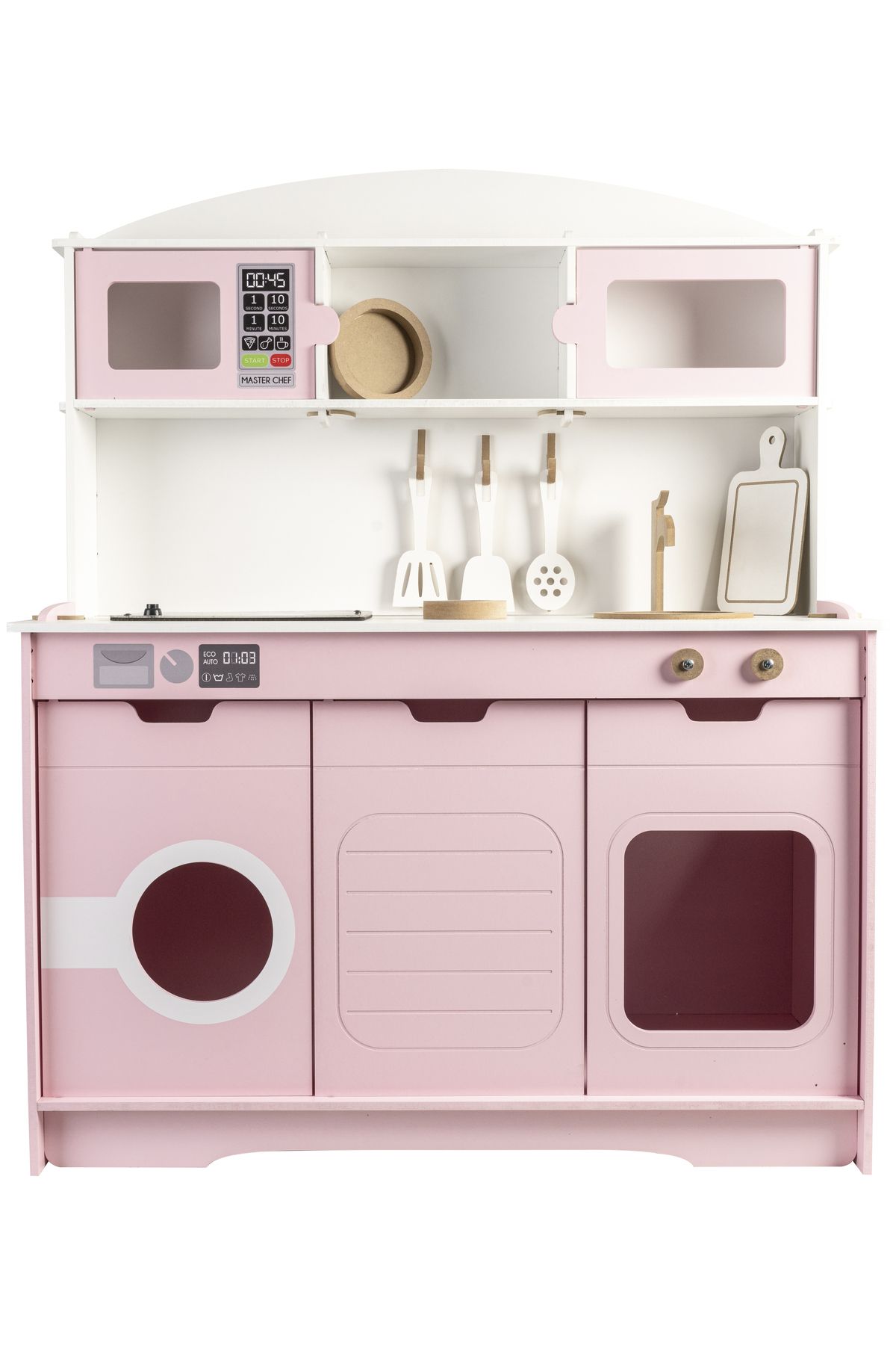 HOBBY HOUSE-Wooden Toy Painted Children's Kitchen Serving Set with LED Stove Lights 4