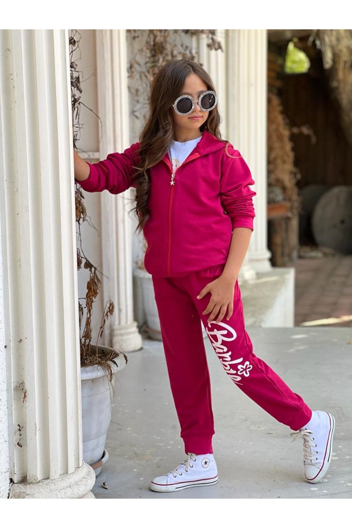 Girls red tracksuit store
