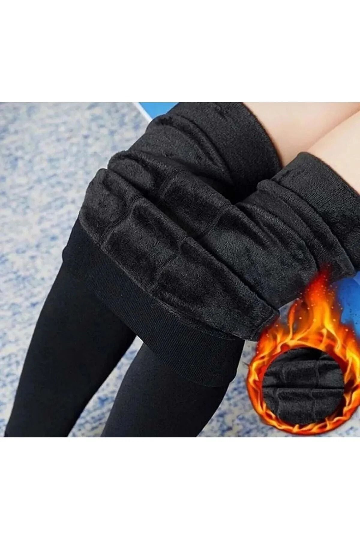 Romastory Winter Warm Women Velvet Elastic Leggings Pants (Black