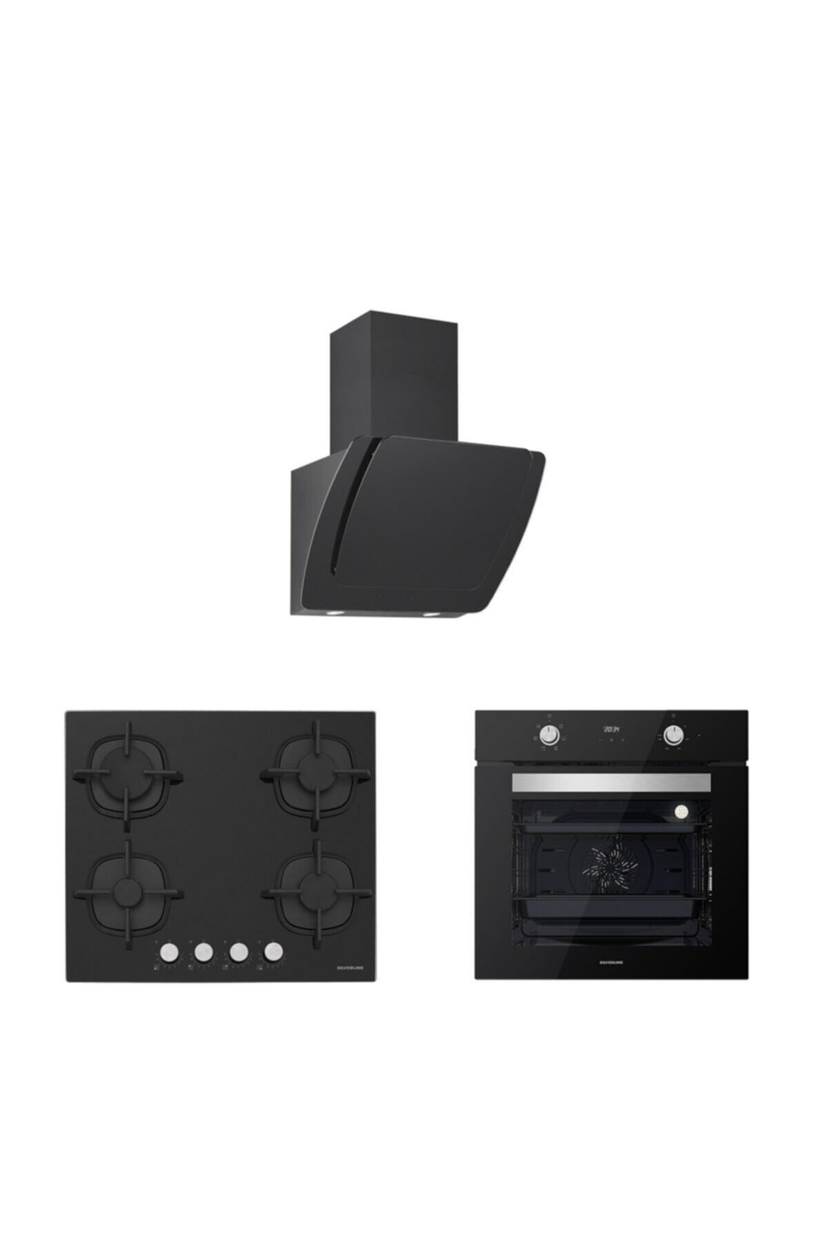 Siyah Cam Ankastre Set 3373 Mısto 60 Siyah cs5427b01 bo6502b02