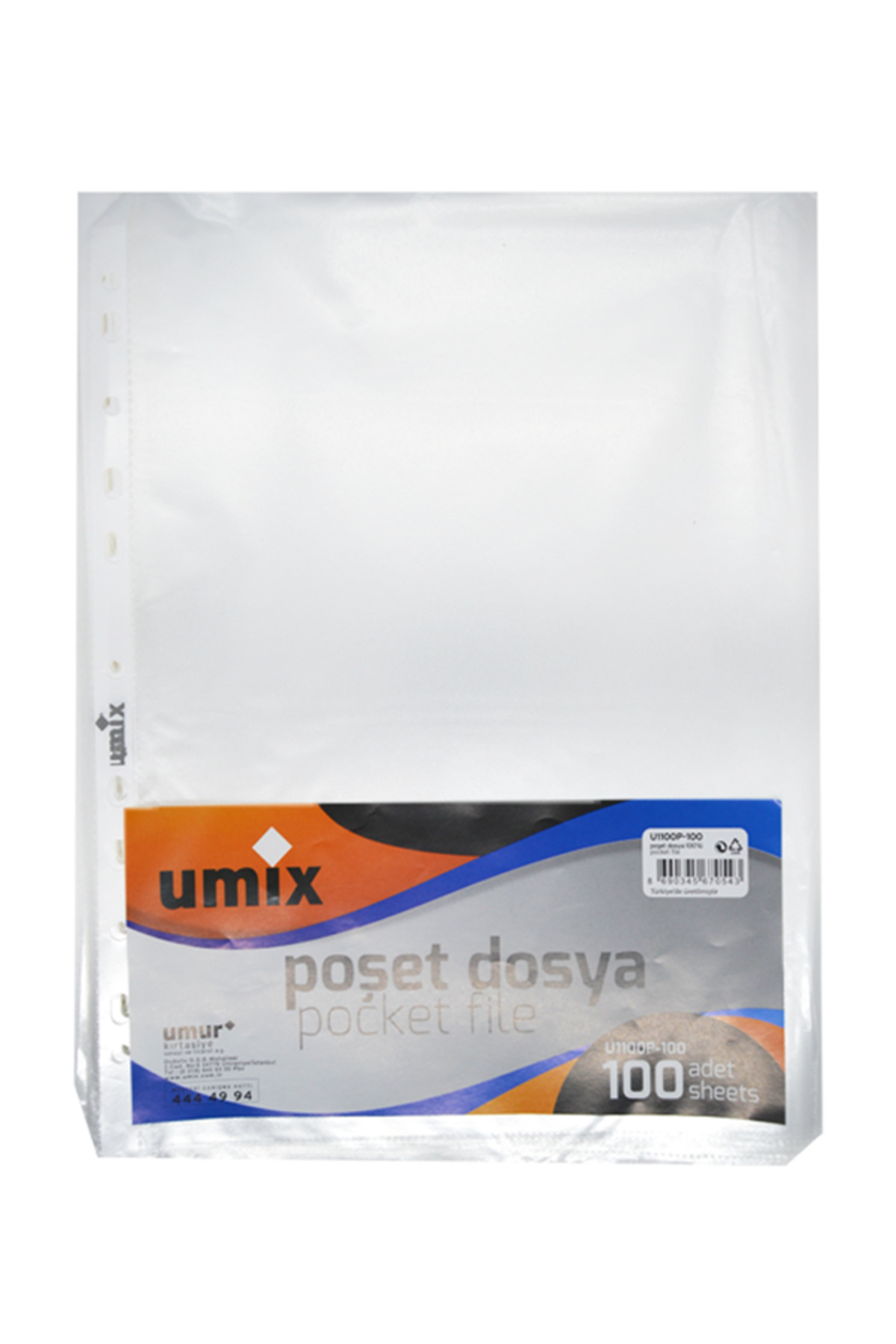 Umix Şeffaf Poşet Dosya 100 lü (1 paket)