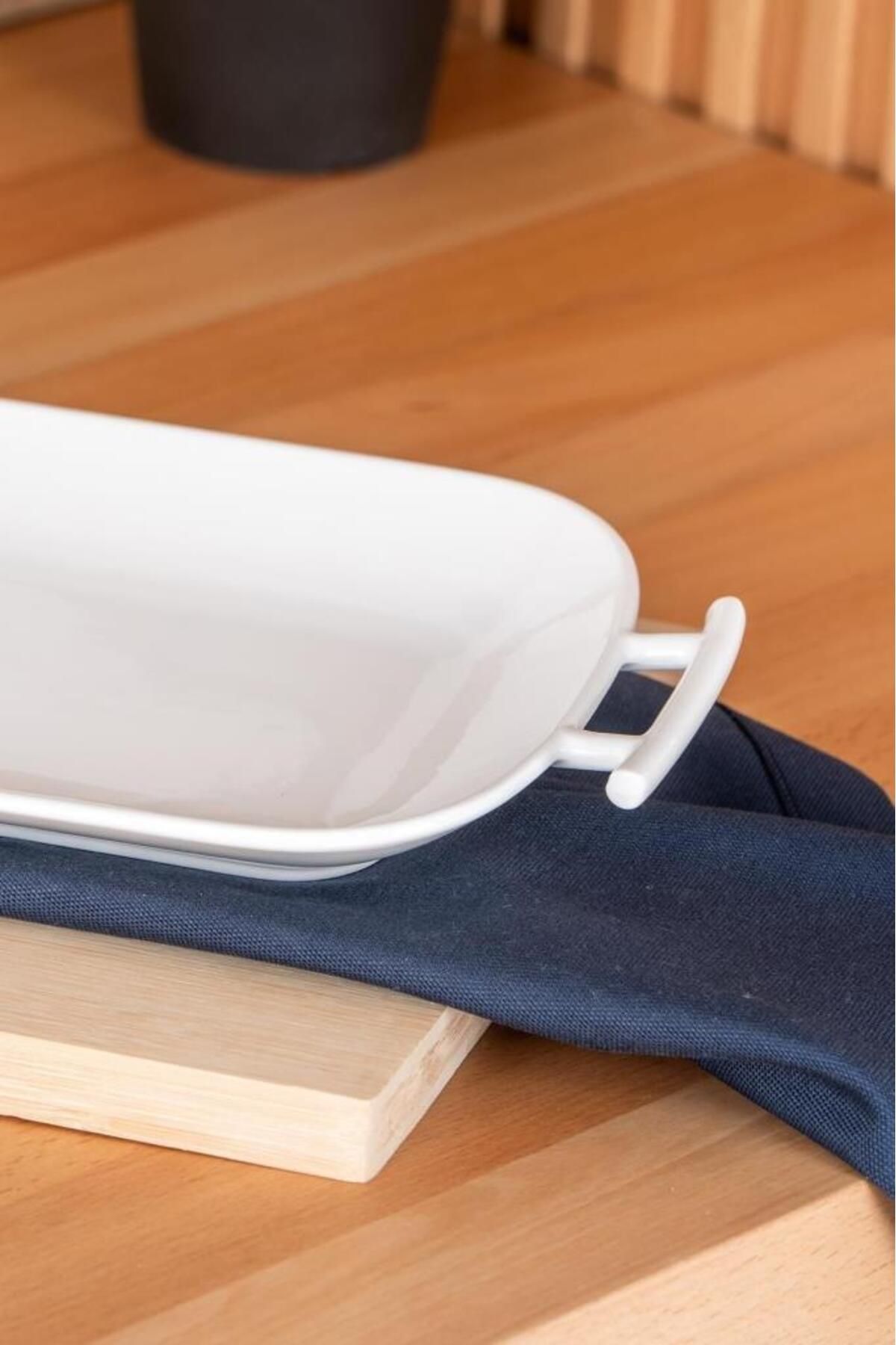 Digithome-Acar Bianco Perla Porcelain Handle Serving Plate Rectangular White 42 Cm - Sct-05384 C320.033 2