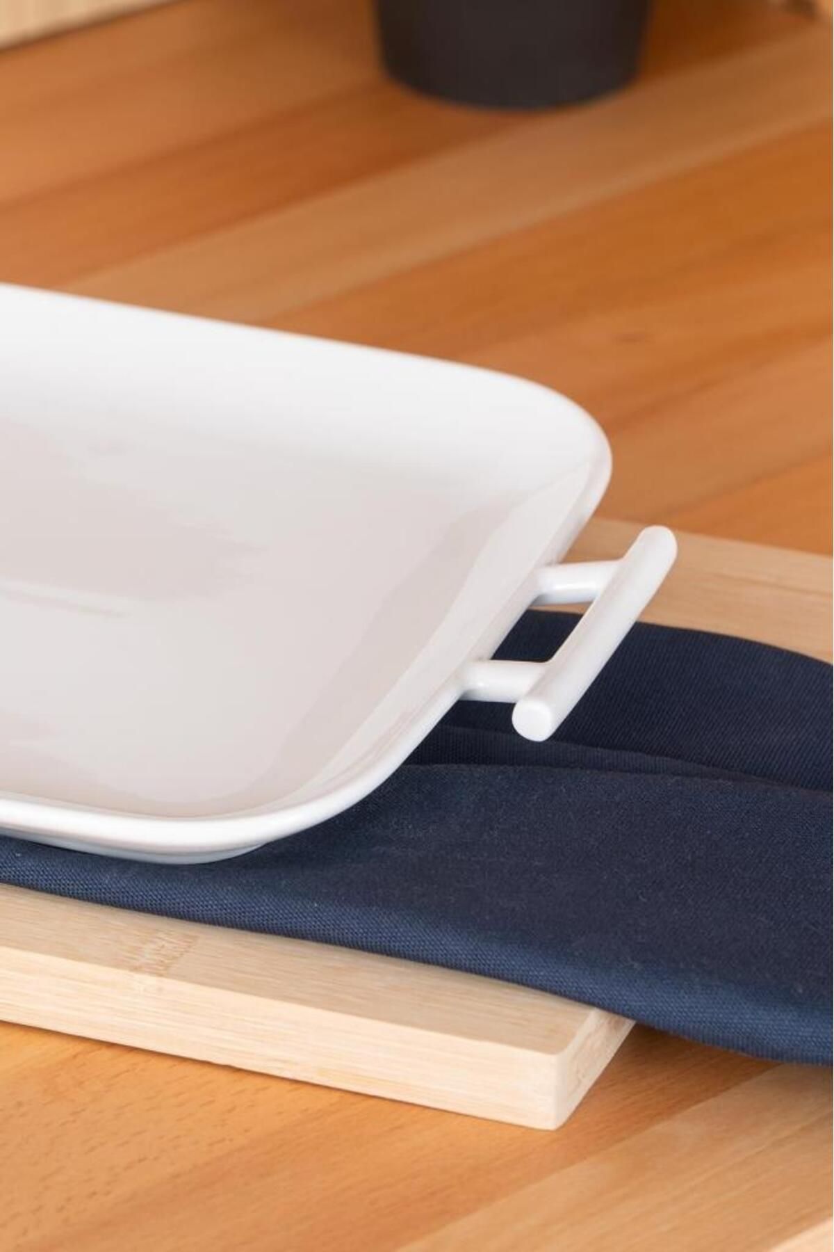 Digithome-Acar Bianco Perla Porcelain Serving Plate with Handle Rectangular White 27,5 Cm - Sct-05383 C320.033 2