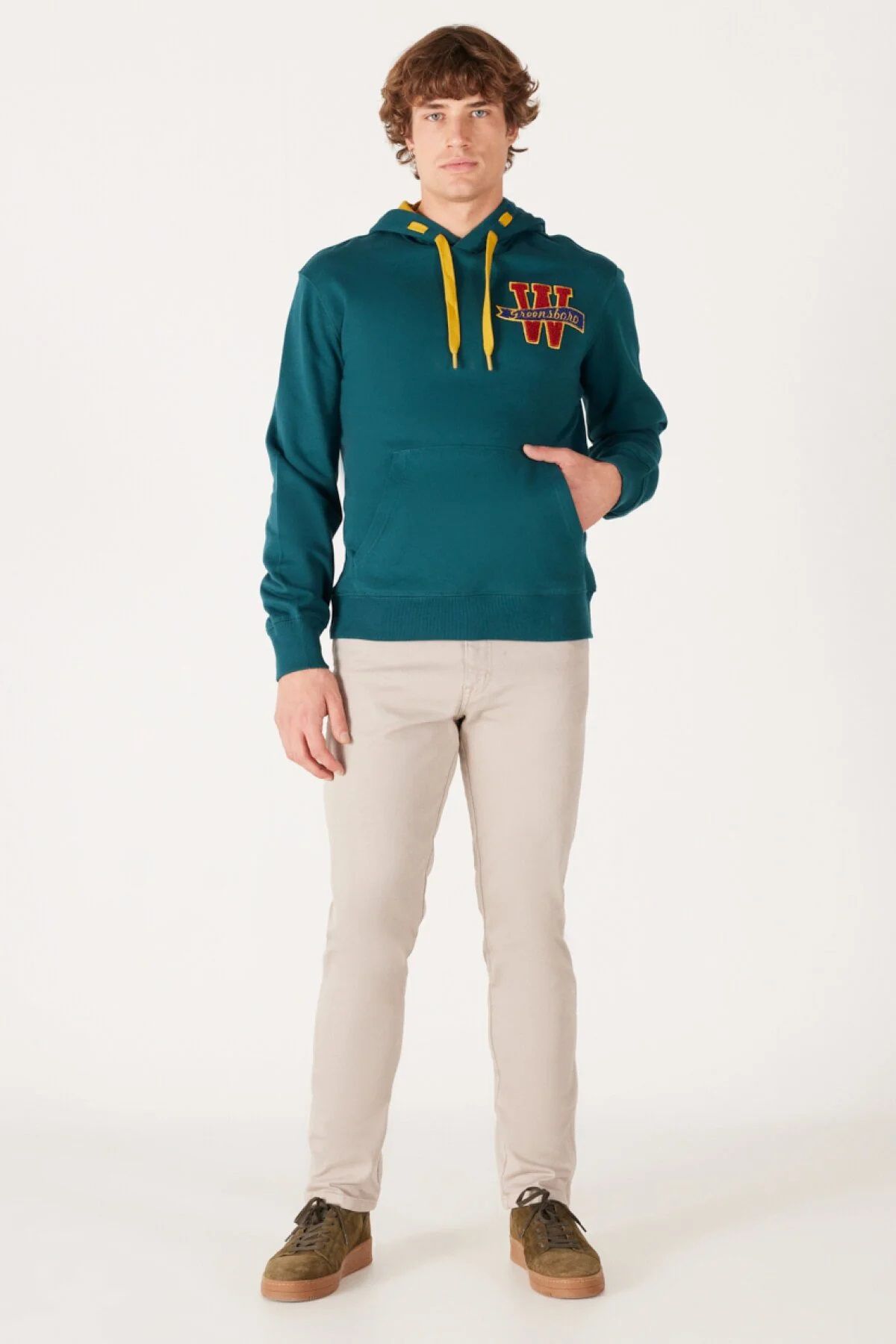 سویشرت سبز مردانه نخی مناسب پنبه عرق W232238826 Wrangler