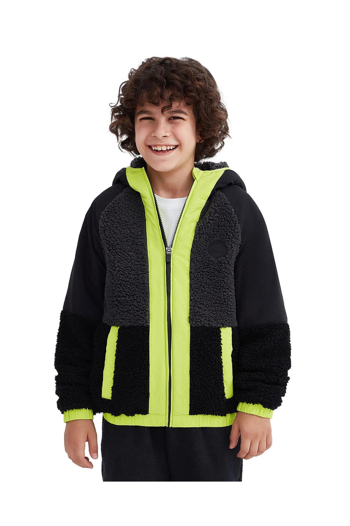 Sk232203 B کت بچه گانه فول فلیس فول شرپا مشکی Skechers