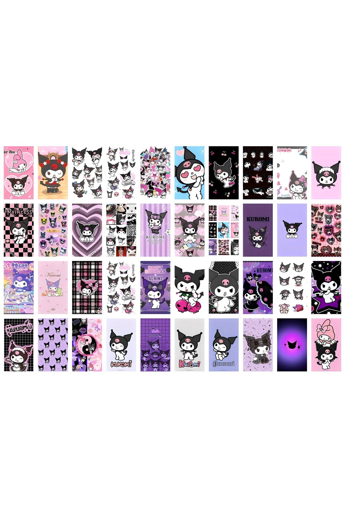 animeandyourworld Kuromi 40 adet minik yapışkanlı sticker a4 kağıt ...