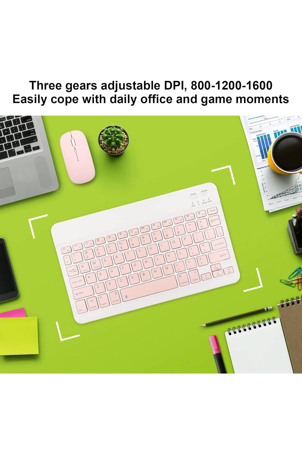 Bluetooth ergonomik tasarım USB şarj cep telefonu laptop için ultra ince klavye mouse 4