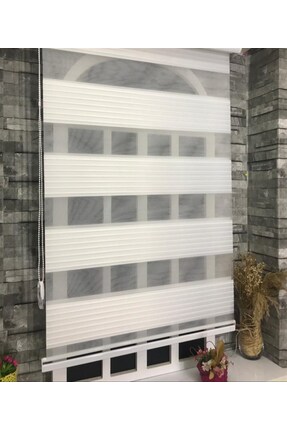 Varburada Pliseli Stor Zebra Sert Plastik Kasalı Ekru Perde Vb481-pd