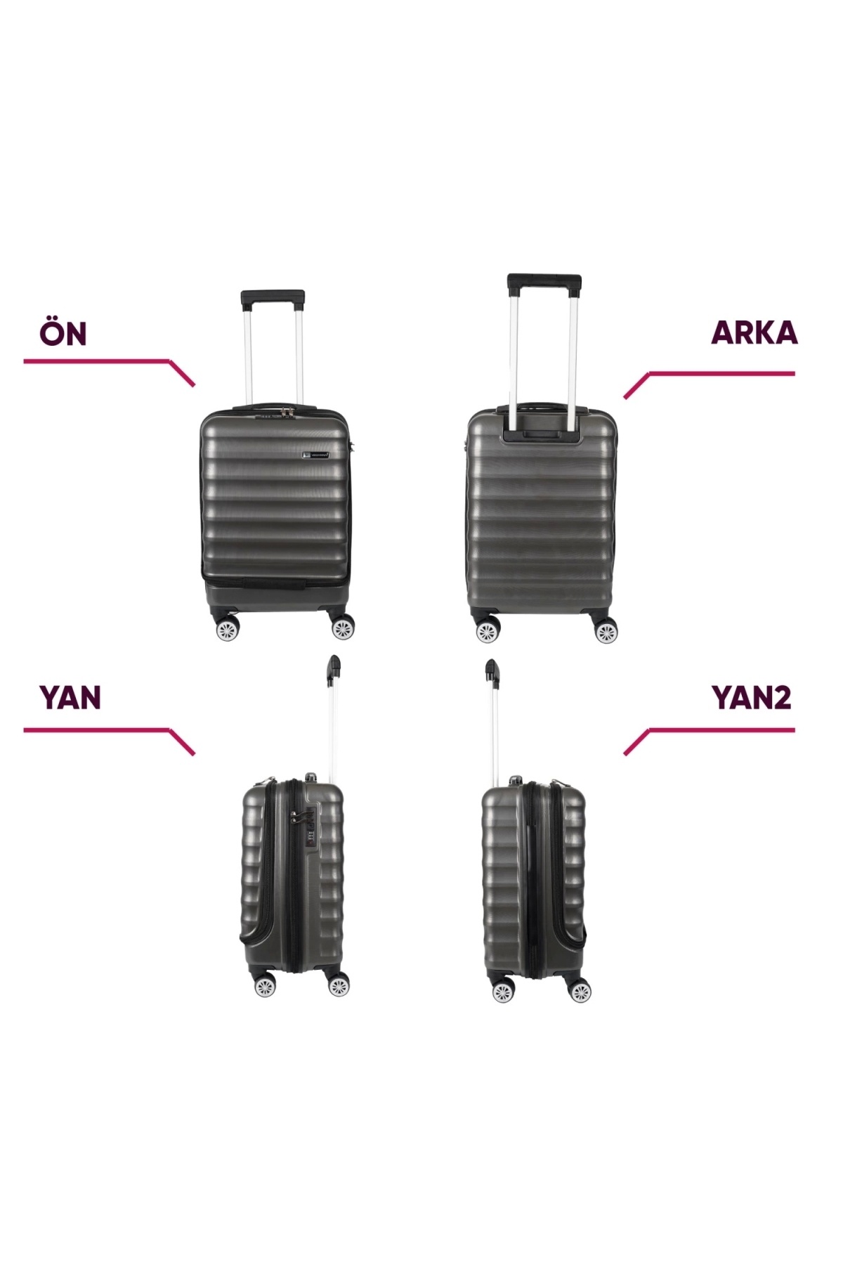 Vegmann  Wave Laptop Bölmeli Antrasit Kabin Boy Valiz - Görsel 7