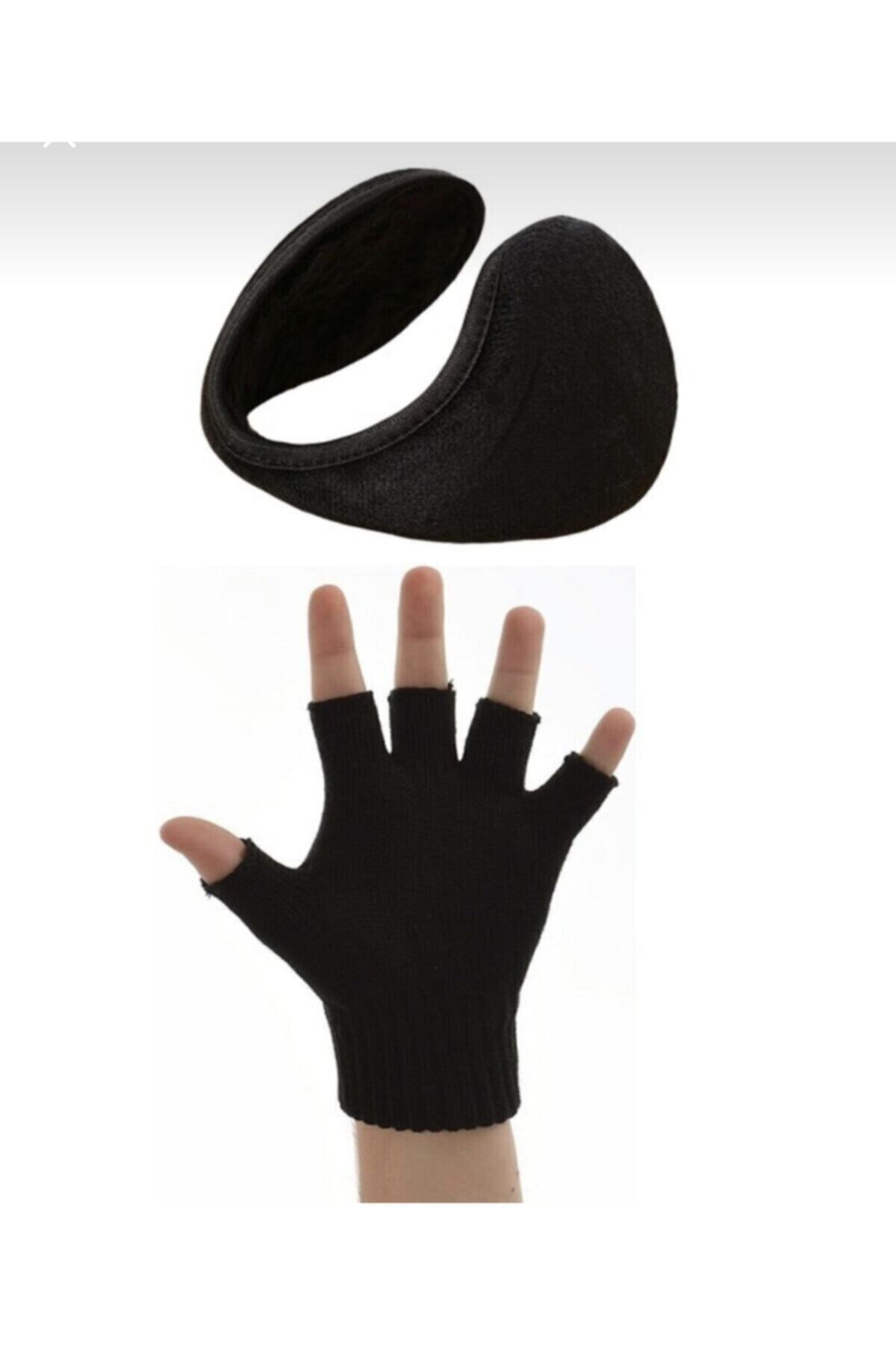 Onedayy Ense Tipi Kışlık Polar Kulaklık Ve Kesik Parmaklı Eldiven
