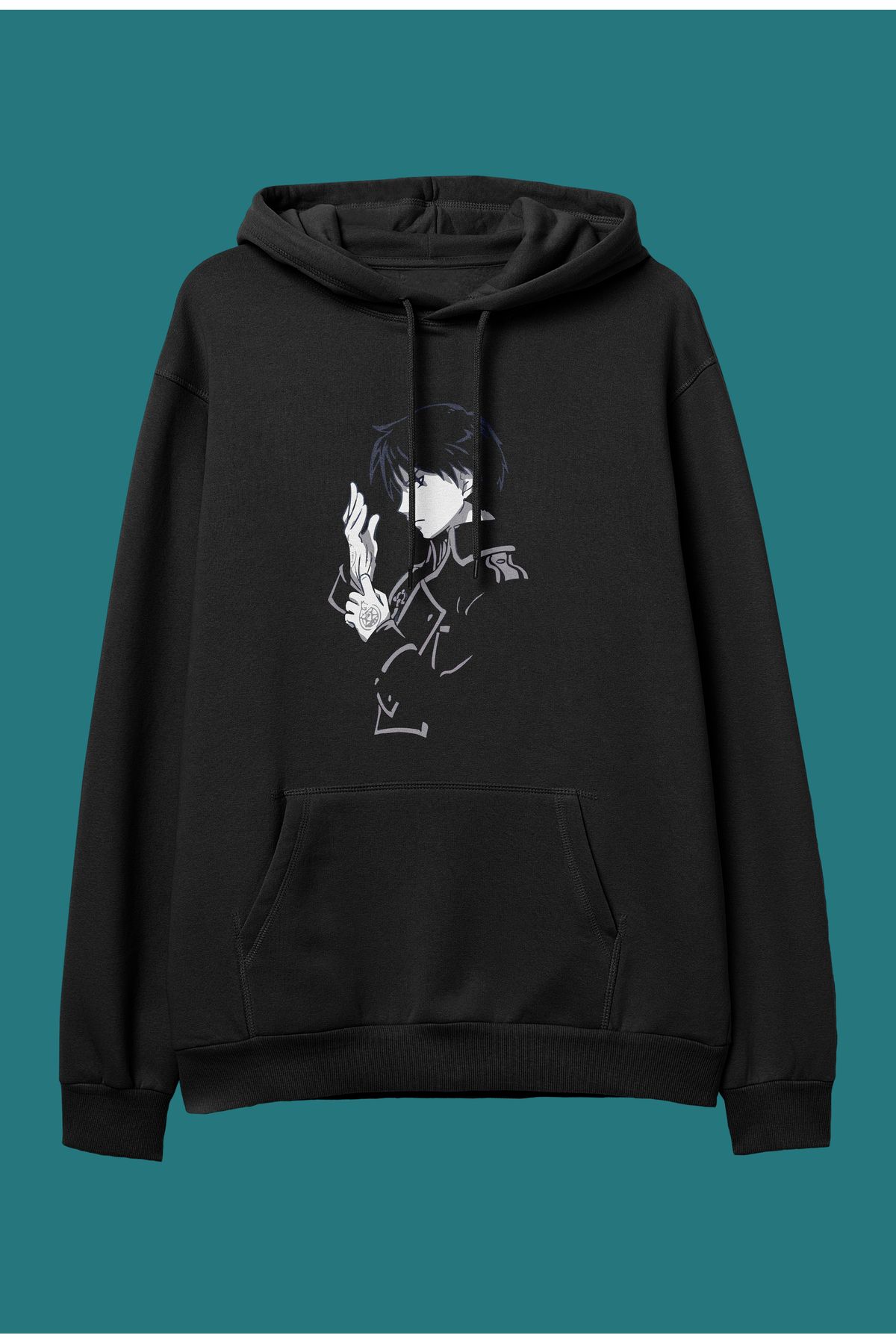 ZOKAWEAR Full Metal Alchemist Roy Mustang anime character printed hooded sweatshirt hoodie