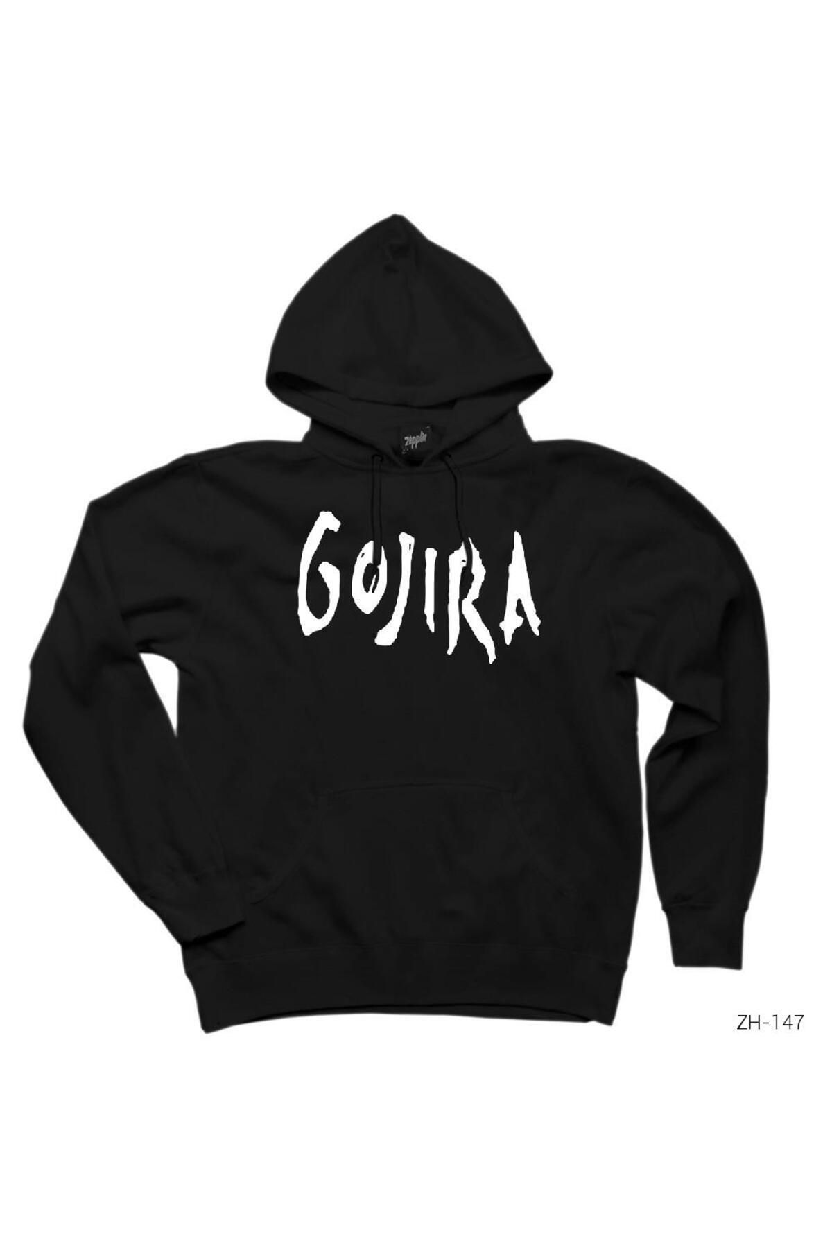 ZOKAWEAR Gojira Logo Black Hooded Sweatshirt Hoodie Trendyol