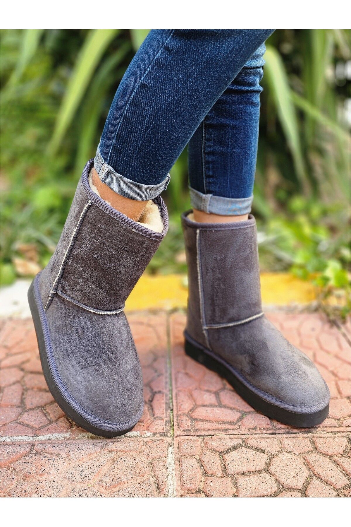 Grey suede flat ankle boots online