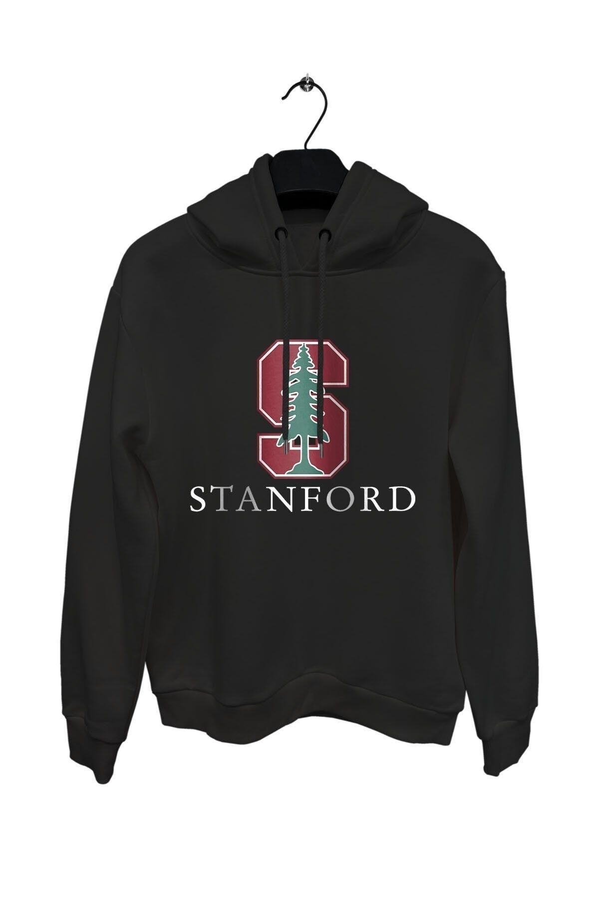 ZOKAWEAR Stanford University Logo Black Long Sleeve Hoodie