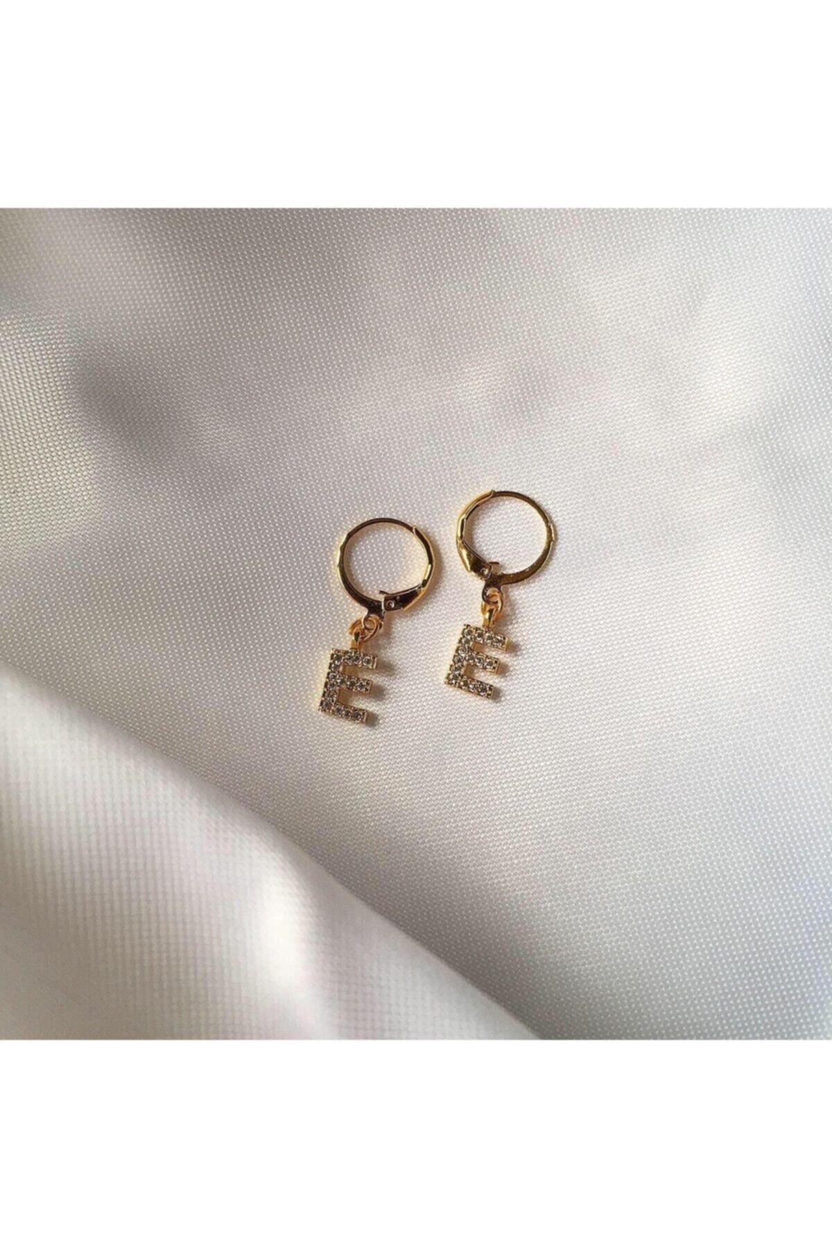 JEWELRY BY SD E Letter Earrings Gold Plated