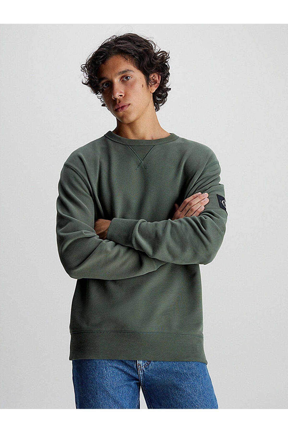 سویشرت سبز مردانه آستین بلند با یقه گرد ورود به سیستم و پیراهن J30J323426 LLP Calvin Klein