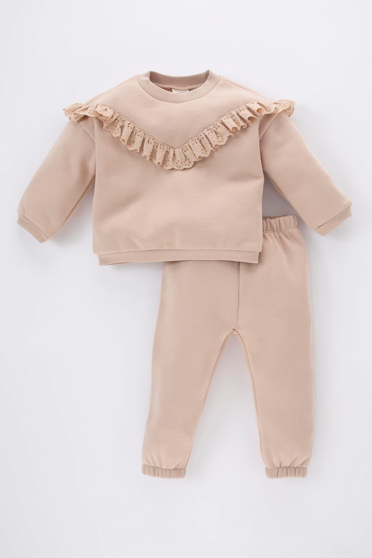 Defacto Baby Girl Thick Sweatshirt Sweatpants Set of 2 Trendyol
