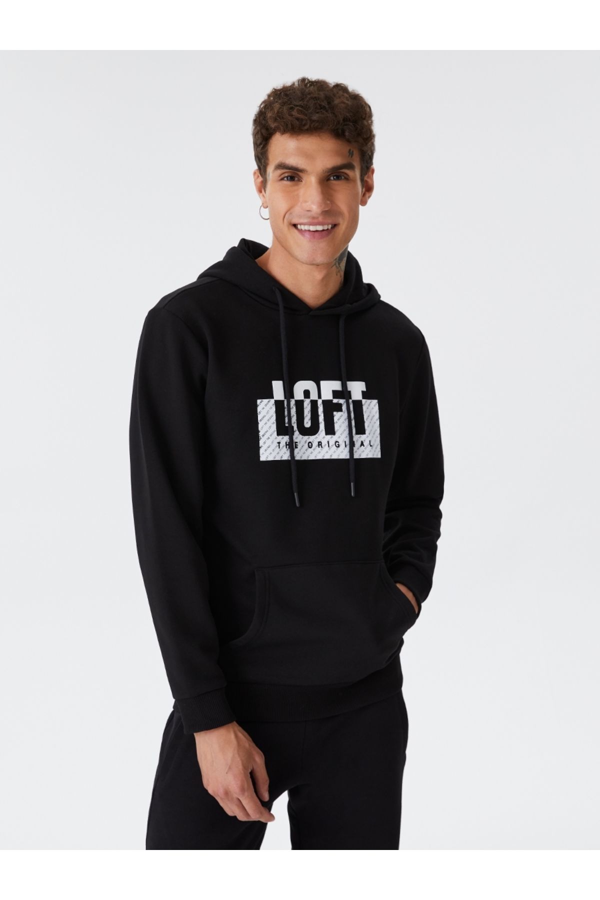 سویشرت مشکی مردانه سیاه مناسب اورجینال Loft
