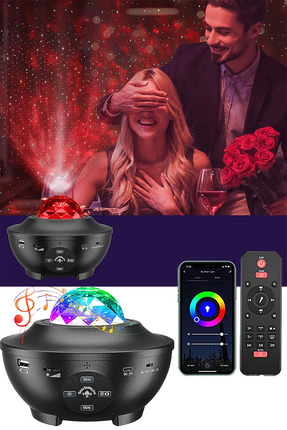 Quenlite OC-12 Bluetooth'lu LED Gökyüzü Işıkları Bulutsu Okyanus Dalgası Proj...