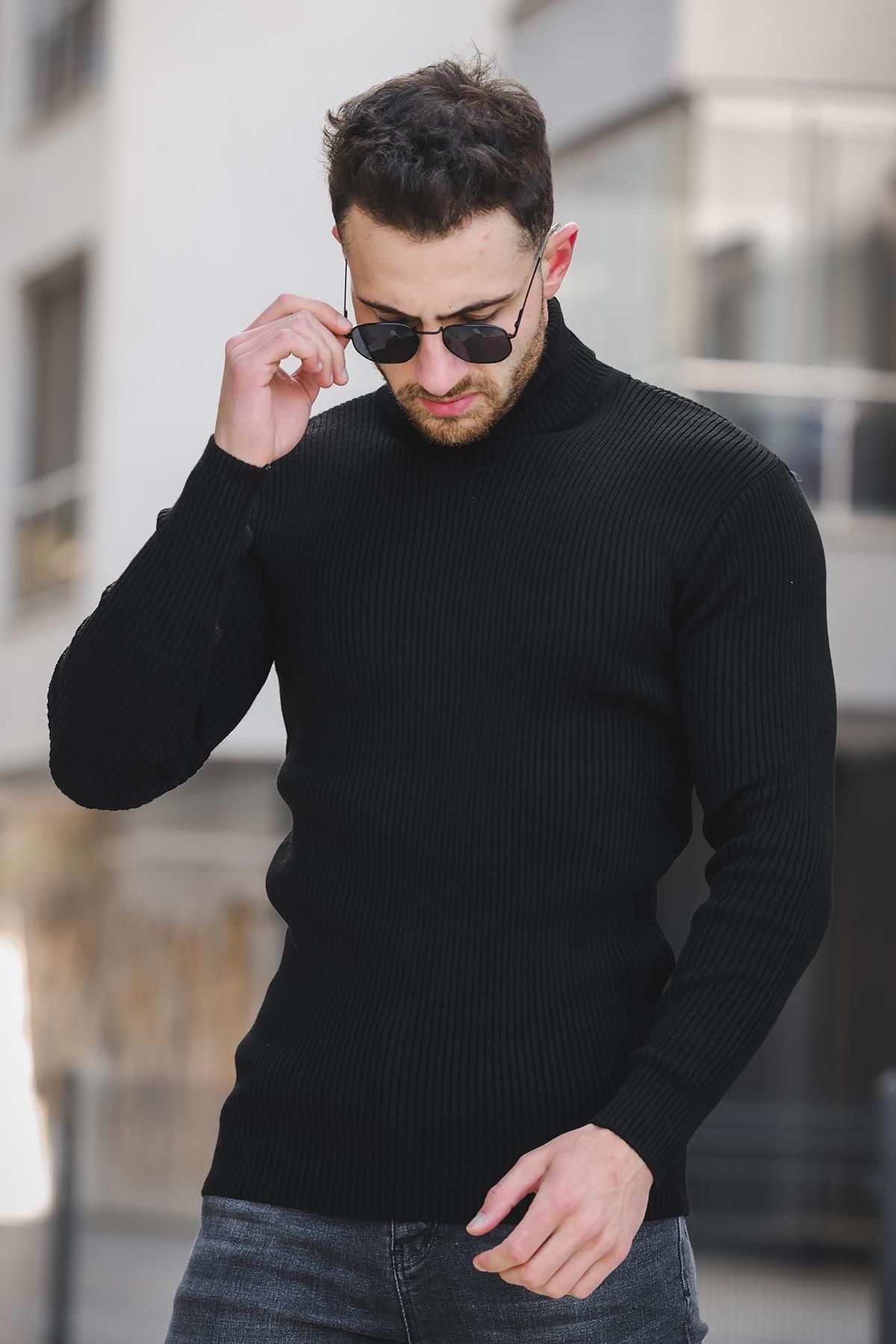 Oksit Seka 813 Thin Ribbed Slim Fit Men s Turtleneck Sweater