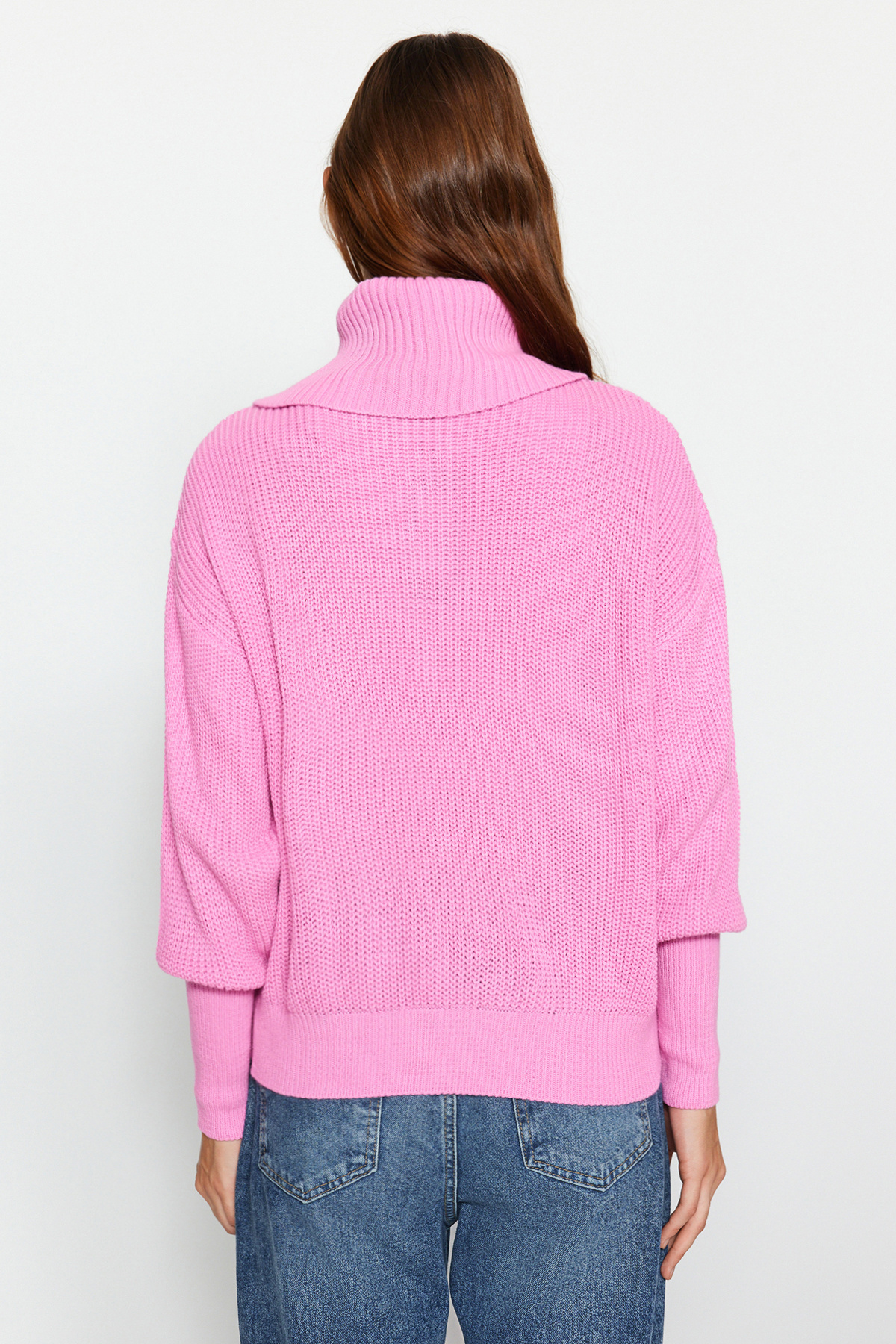 Hollow-Design Pink Knit Cardigan_BDHL7869