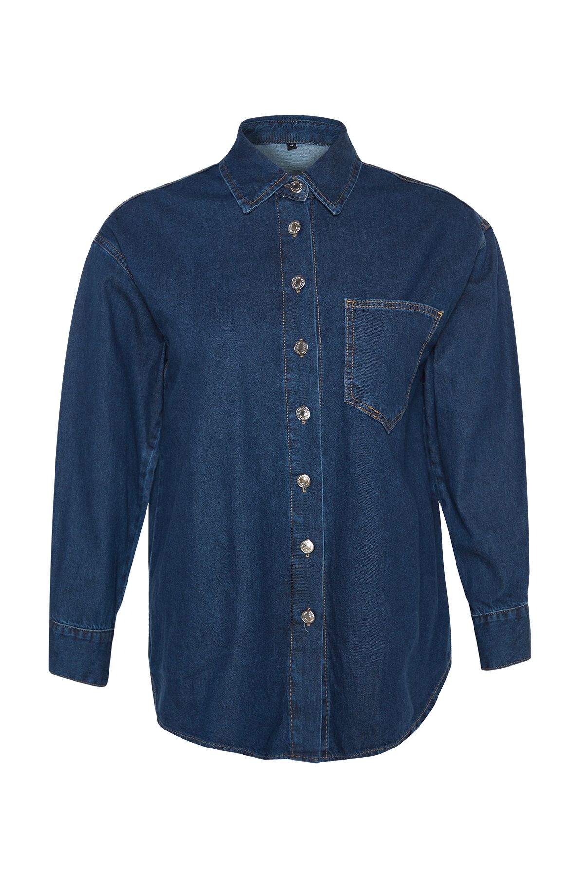 Dark blue denim shirt top womens